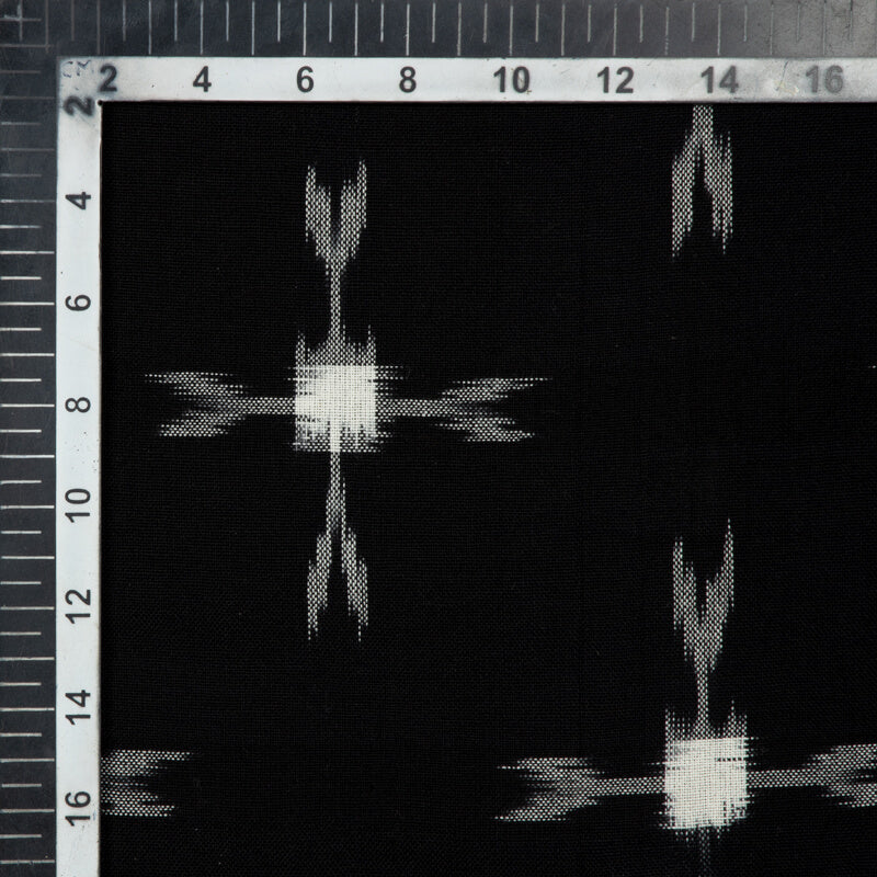 Black And White Woven Pre-Washed Double Cotton Ikat Fabric