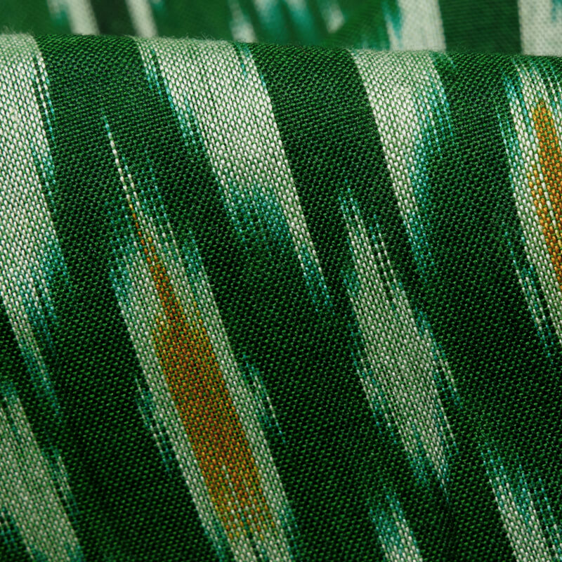 Bottle Green Chevron Pattern Woven Pre-Washed Mercerized Cotton Ikat Fabric