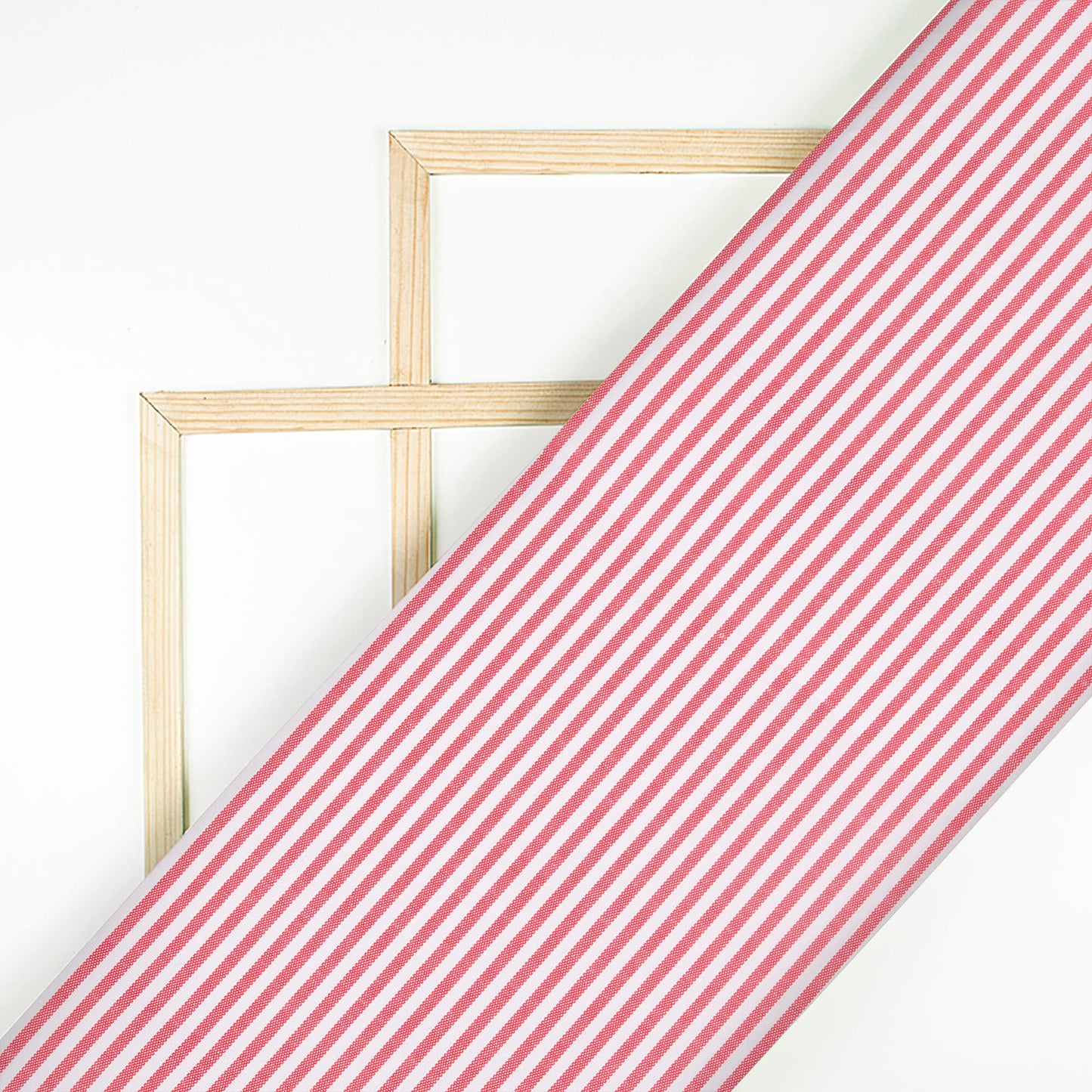 Red And White Stripes Pattern Yarn Dyed Exclusive Shirting Fabric (Width 58 Inches)