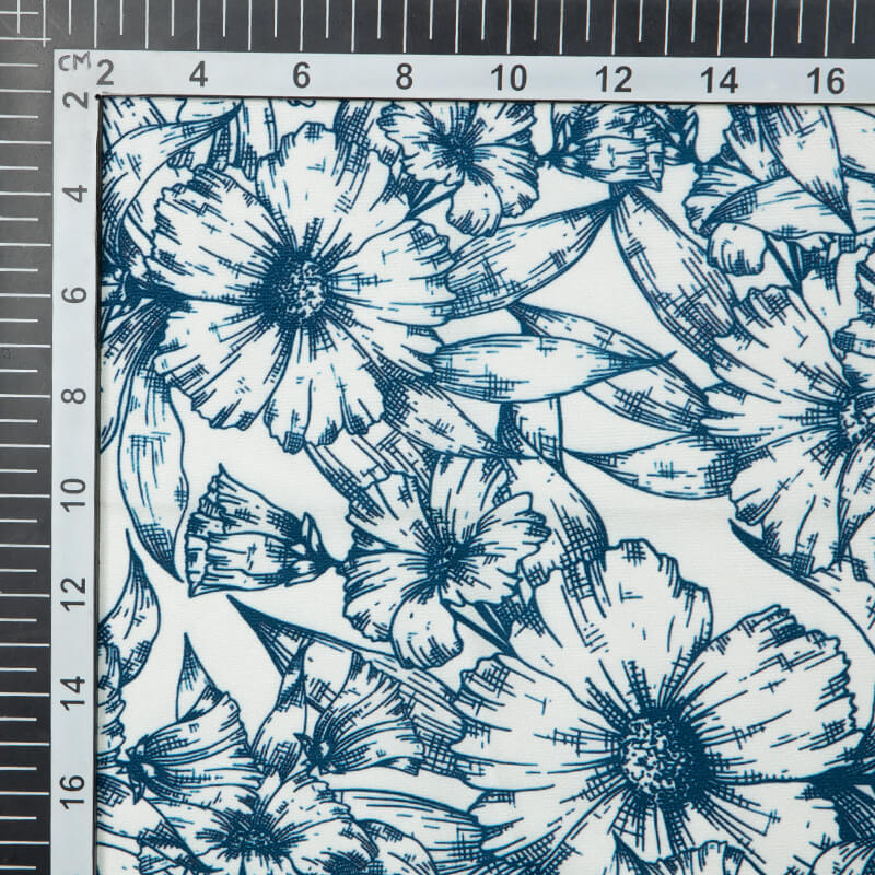 Light Beige Floral Digital Print American Crepe Fabric - Fabcurate