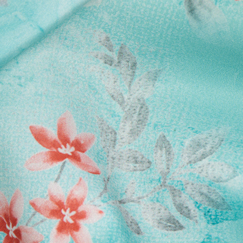 Pastel Blue Floral Digital Print American Crepe Fabric - Fabcurate