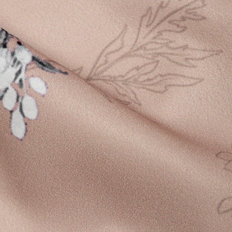 Light Brown Floral Digital Print American Crepe Fabric - Fabcurate