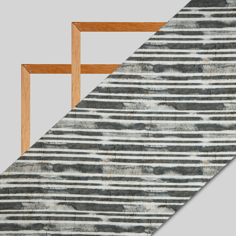 Light Peach Stripes Digital Print American Crepe Fabric - Fabcurate