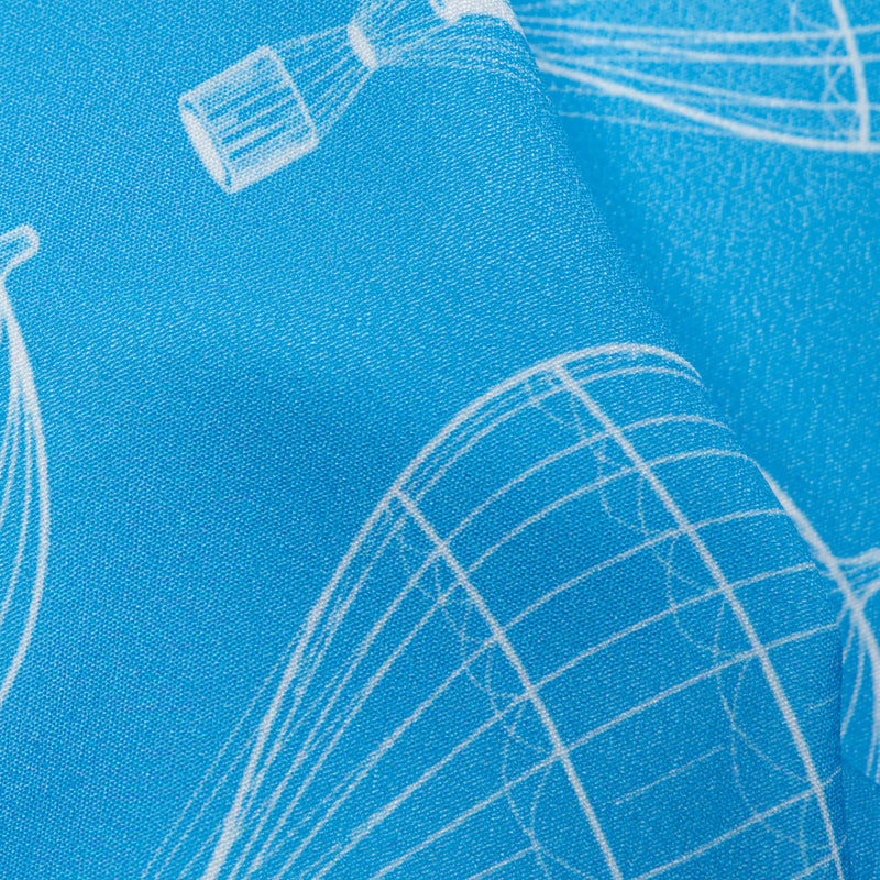 Pastel Blue Hot Air Balloon Digital Print American Crepe Fabric - Fabcurate