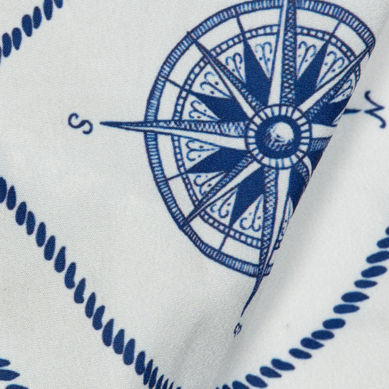 Royal Blue Object Digital Print American Crepe Fabric - Fabcurate