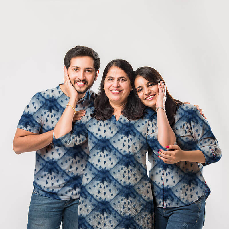 Royal Blue Shibori Digital Print Chanderi Fabric - Fabcurate