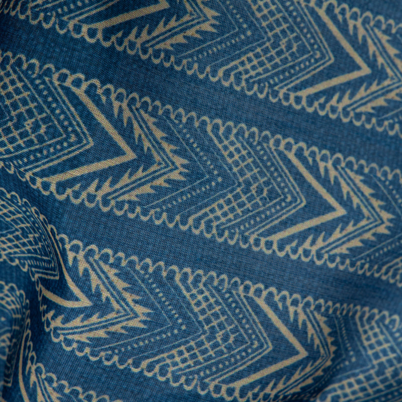 Pastel Blue Chevron Digital Print Chanderi Fabric - Fabcurate