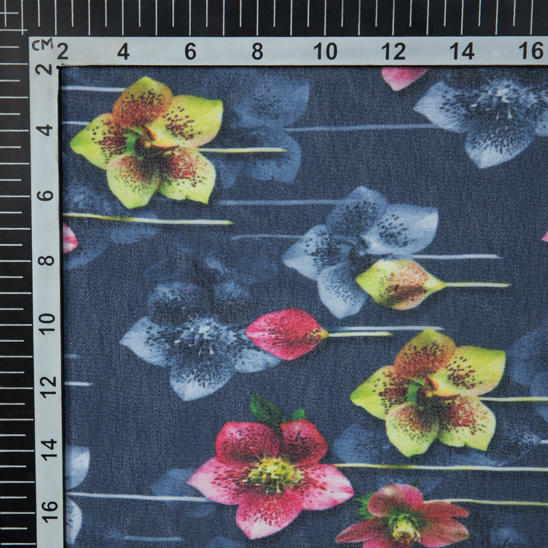 Multicolor Floral Digital Print Georgette Fabric