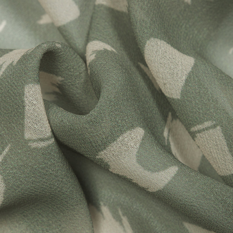 Light Grey And Peach Geometric Digital Print Georgette Fabric