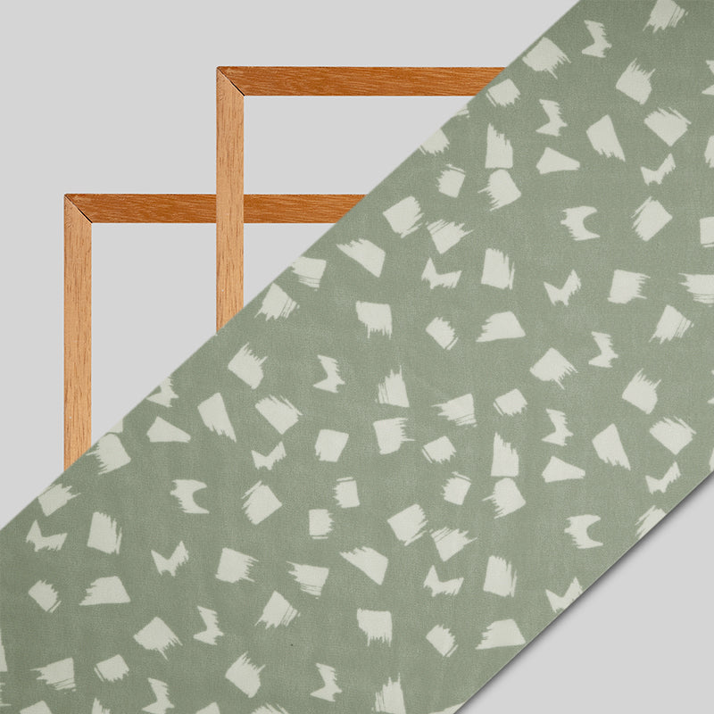 Light Grey And Peach Geometric Digital Print Georgette Fabric - Fabcurate