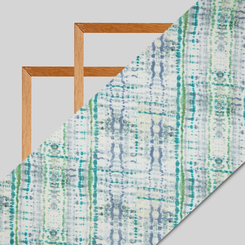Cream Abstract Digital Print Georgette Fabric - Fabcurate