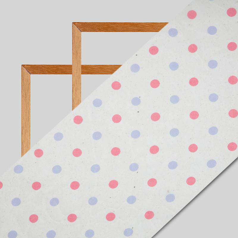 Cream Polka Dots Digital Print Georgette Fabric - Fabcurate