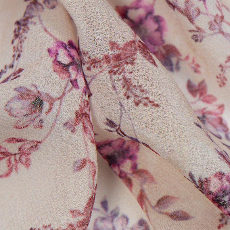 Cream Floral Digital Print Georgette Fabric