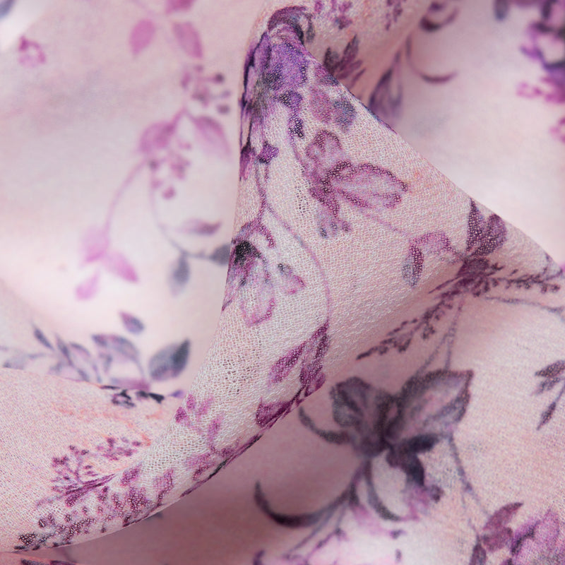 Pastel Pink Floral Digital Print Georgette Fabric