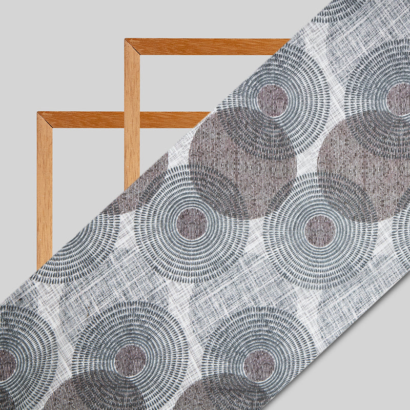 Black Geometric Digital Print Georgette Fabric - Fabcurate