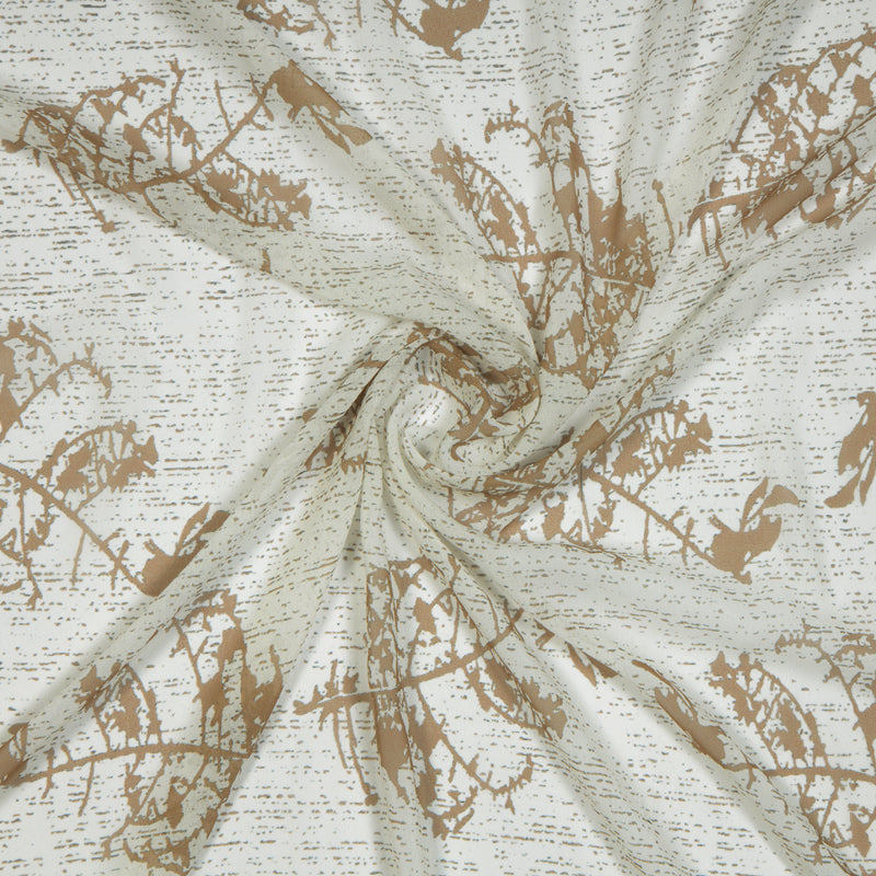 Off White Leaf Digital Print Georgette Fabric