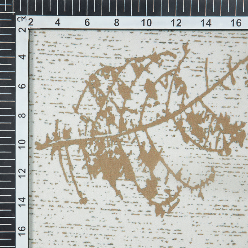Off White Leaf Digital Print Georgette Fabric