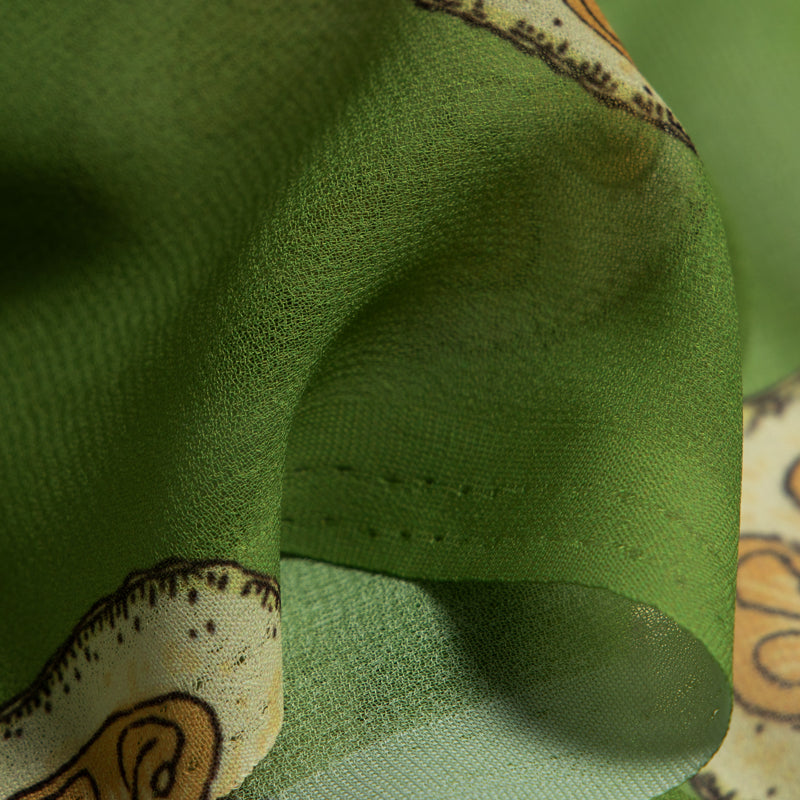 Green Object Digital Print Georgette Fabric