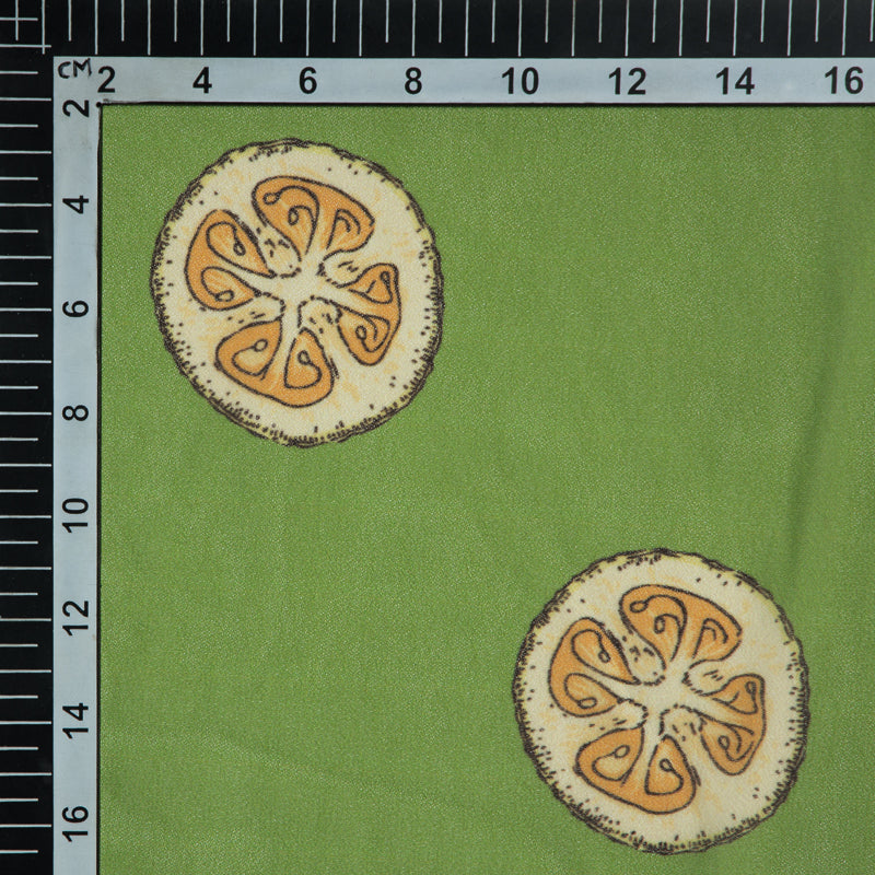Green Object Digital Print Georgette Fabric