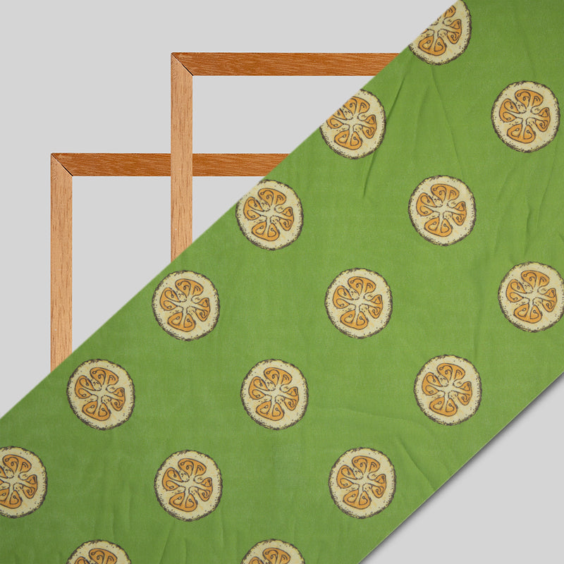 Green Object Digital Print Georgette Fabric - Fabcurate