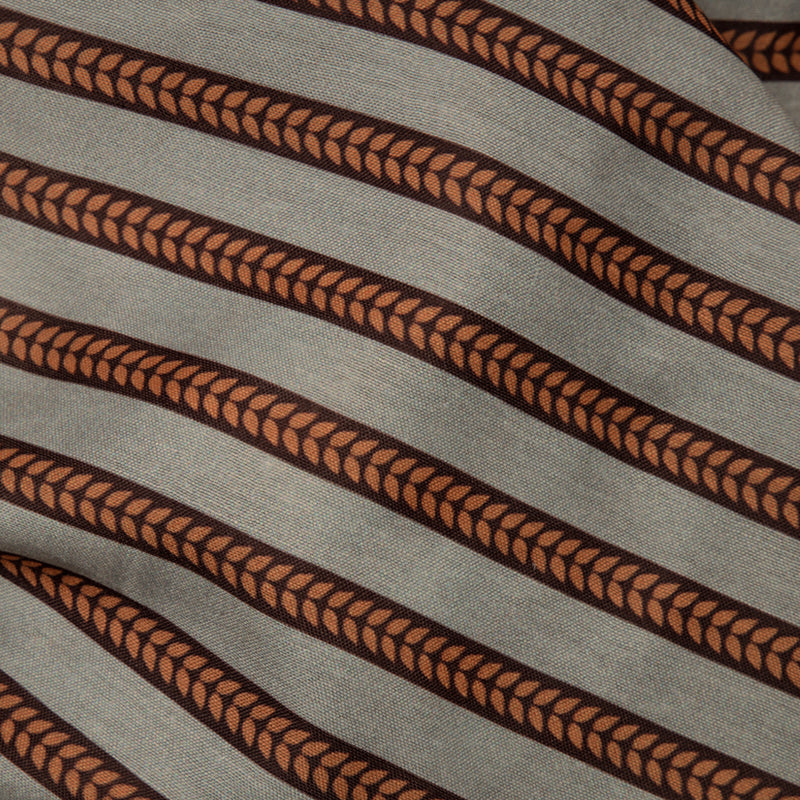 Beige Stripes Digital Print Muslin Fabric - Fabcurate