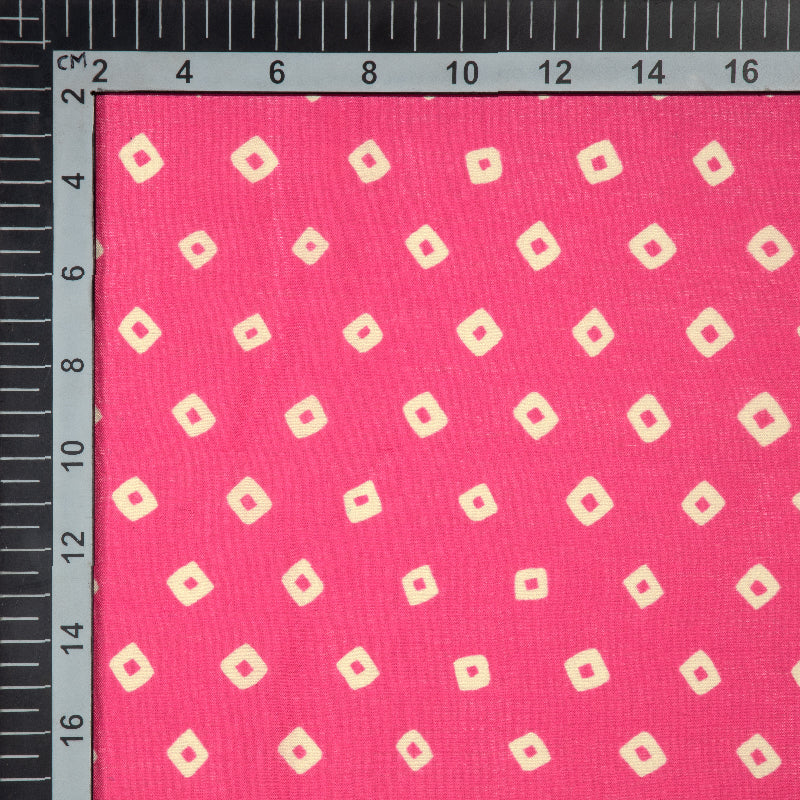 Pink Bandhani Pattern Digital Print Muslin Fabric - Fabcurate