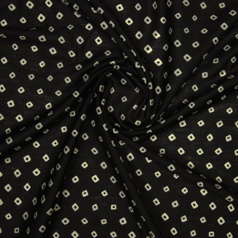 Black Bandhanii Pattern Digital Print Muslin Fabric