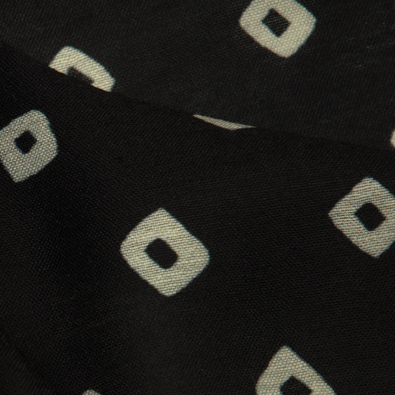 Black Bandhanii Pattern Digital Print Muslin Fabric