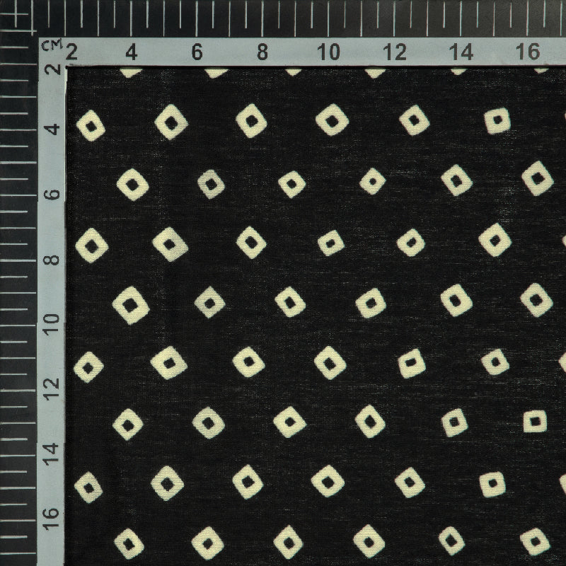 Black Bandhanii Pattern Digital Print Muslin Fabric