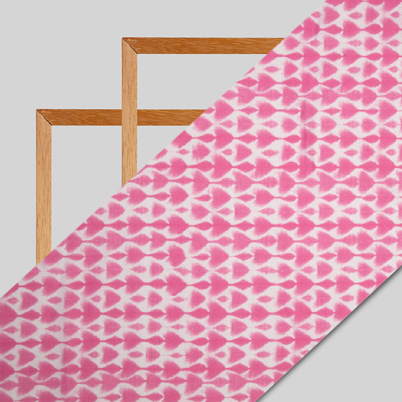 Pink Abstract Digital Print Muslin Fabric - Fabcurate