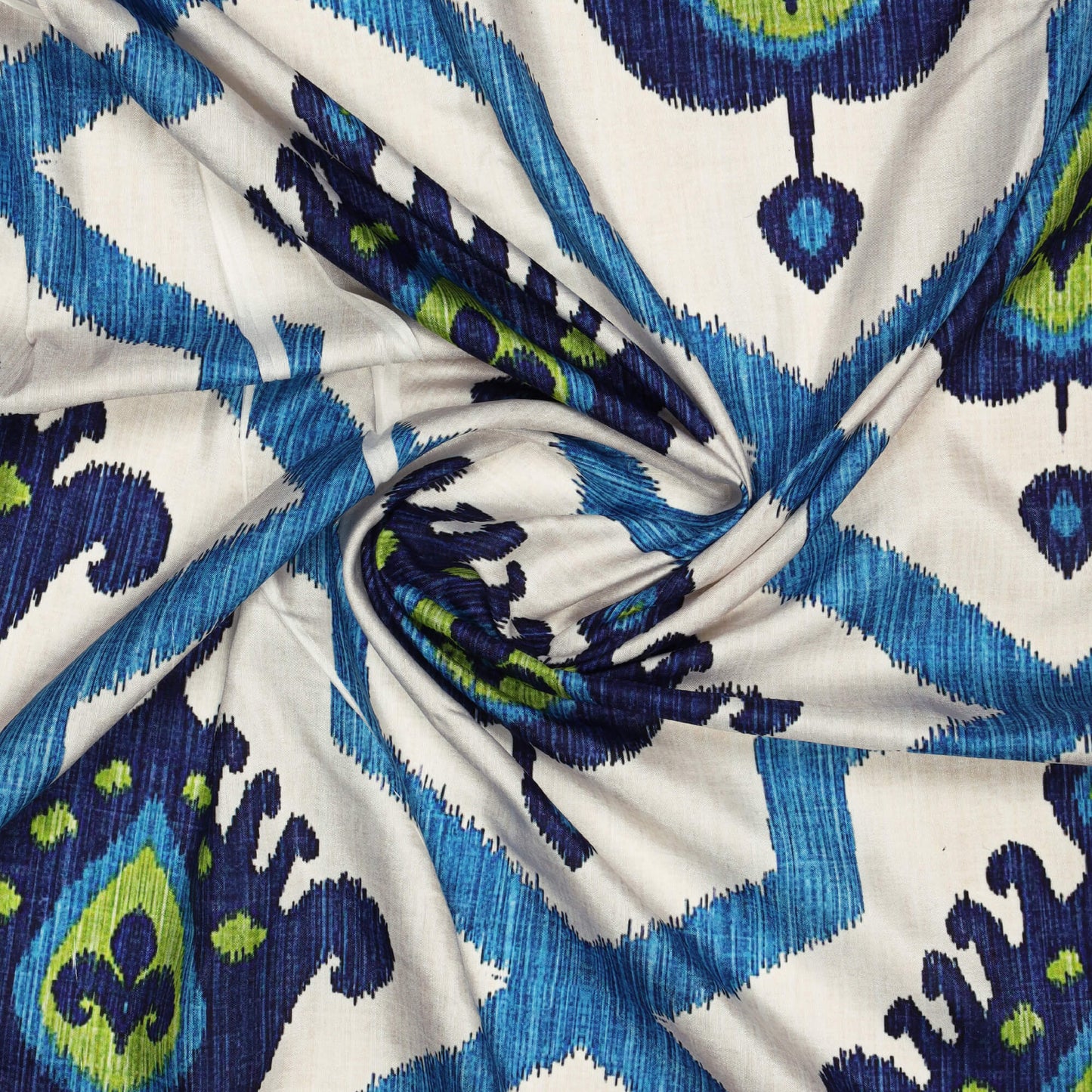 Blue Ethnic Digital Print Muslin Fabric