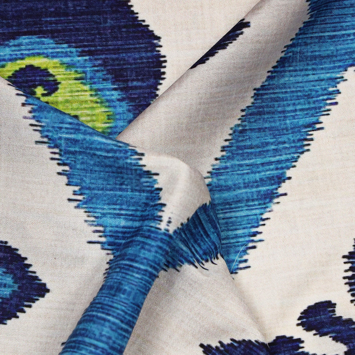 Blue Ethnic Digital Print Muslin Fabric