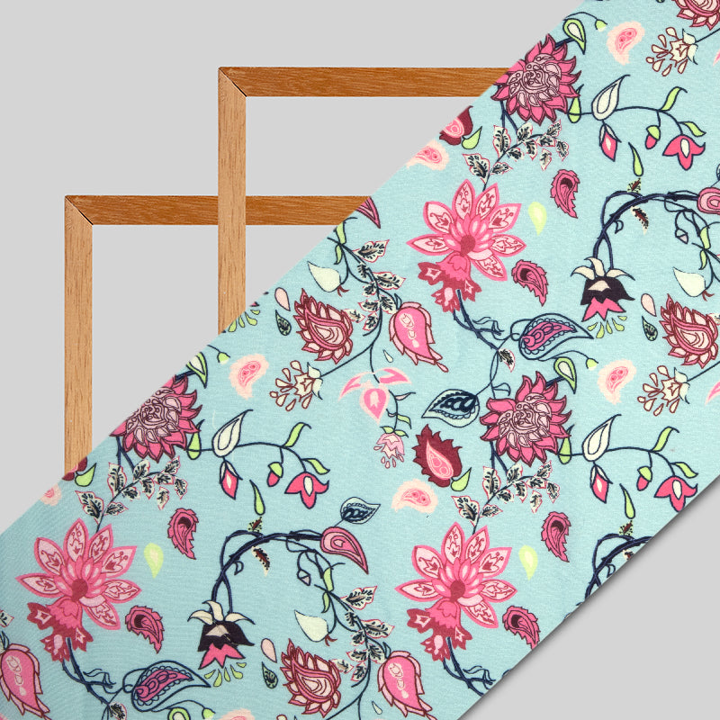 Pink Floral Digital Print Muslin Fabric – Fabcurate