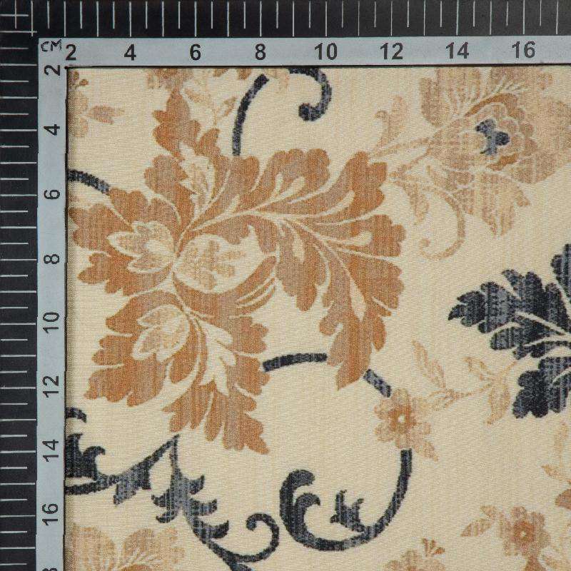 Brown Floral Digital Print Muslin Fabric - Fabcurate
