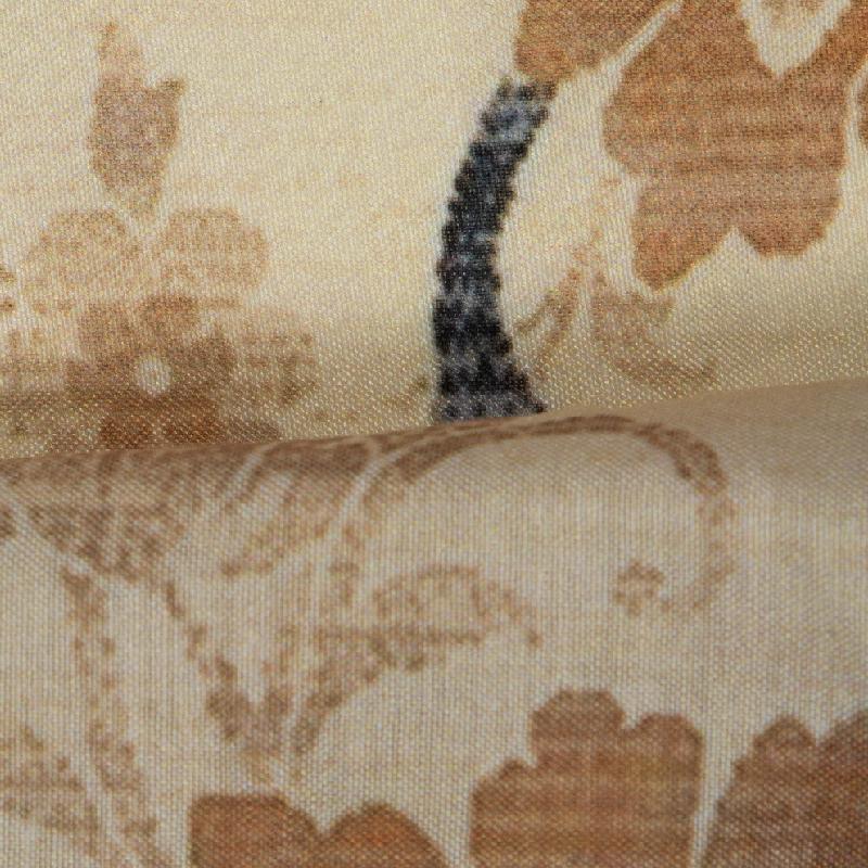 Brown Floral Digital Print Muslin Fabric - Fabcurate