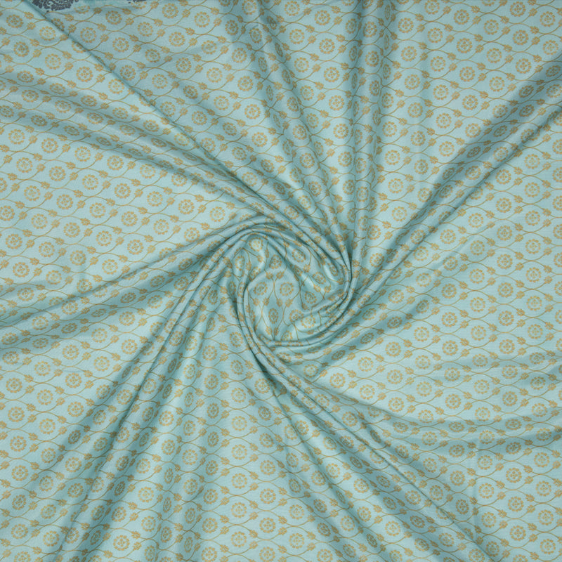 Light Grey Ethnic Digital Print Muslin Fabric - Fabcurate