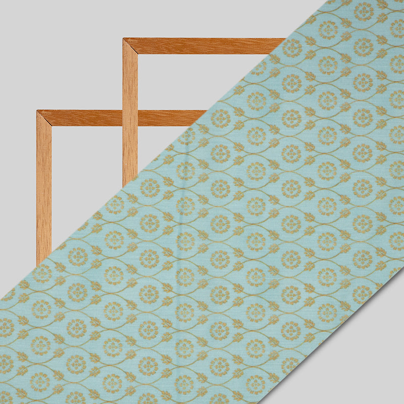 Light Grey Ethnic Digital Print Muslin Fabric - Fabcurate