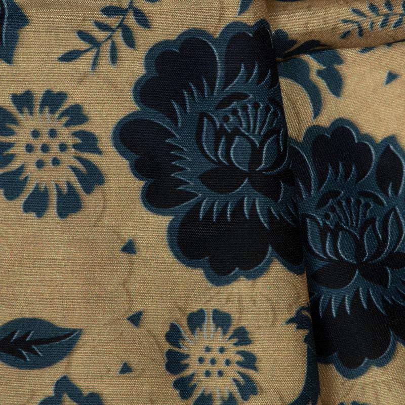 Light Beige Floral Digital Print Muslin Fabric - Fabcurate