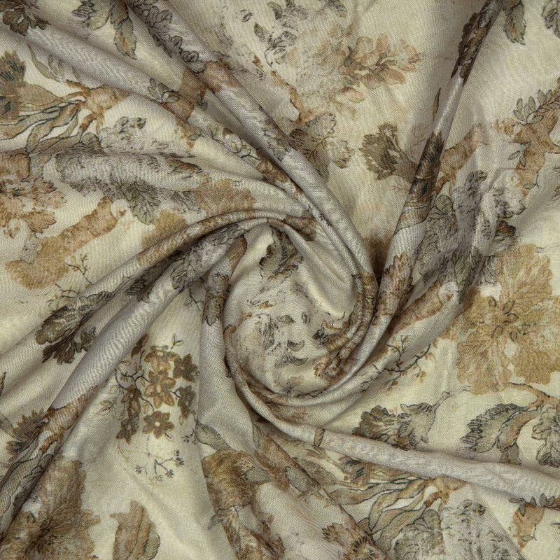 Pastel Green Ethnic Digital Print Muslin Fabric - Fabcurate