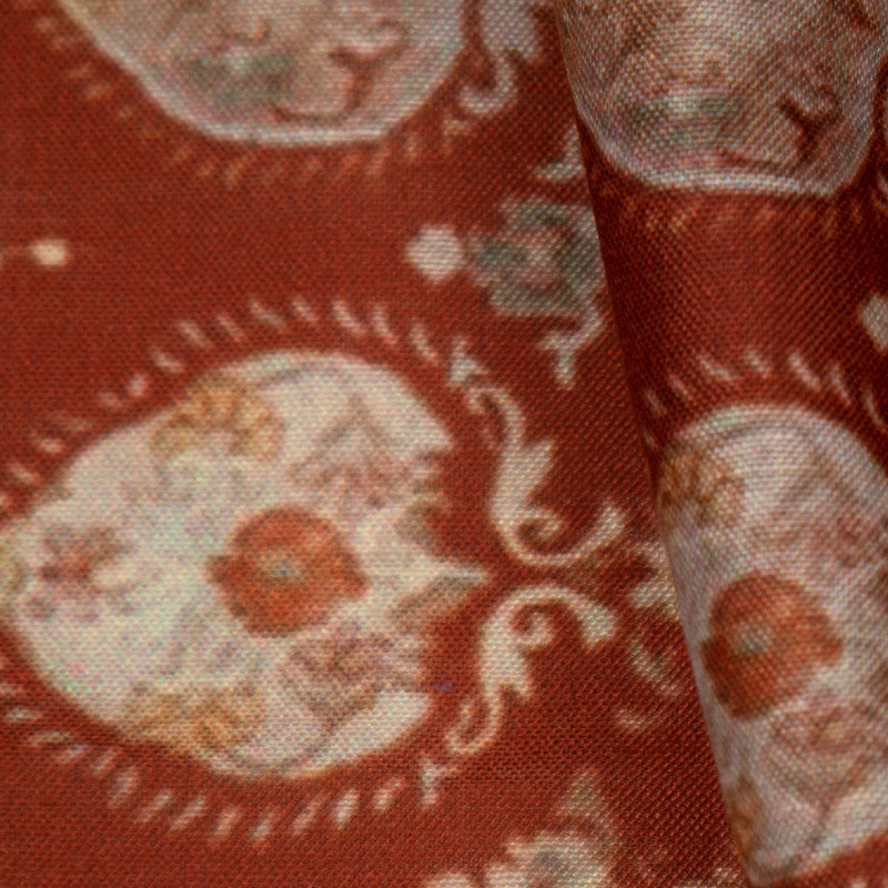 Brown Ethnic Digital Print Muslin Fabric - Fabcurate