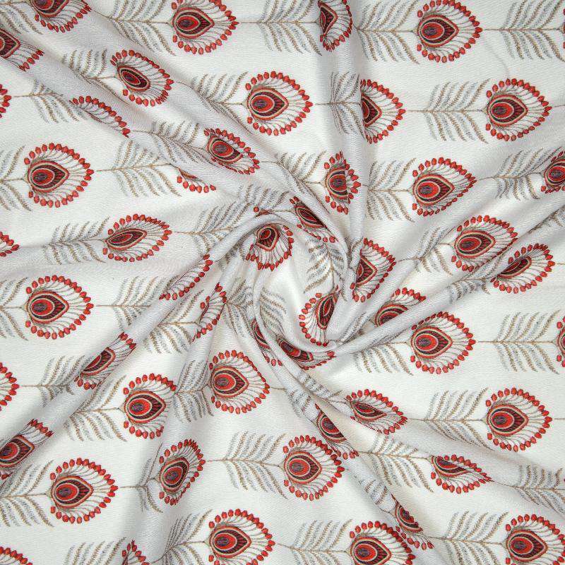 White Object Digital Print Muslin Fabric - Fabcurate
