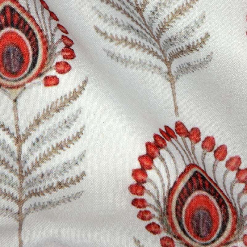 White Object Digital Print Muslin Fabric - Fabcurate