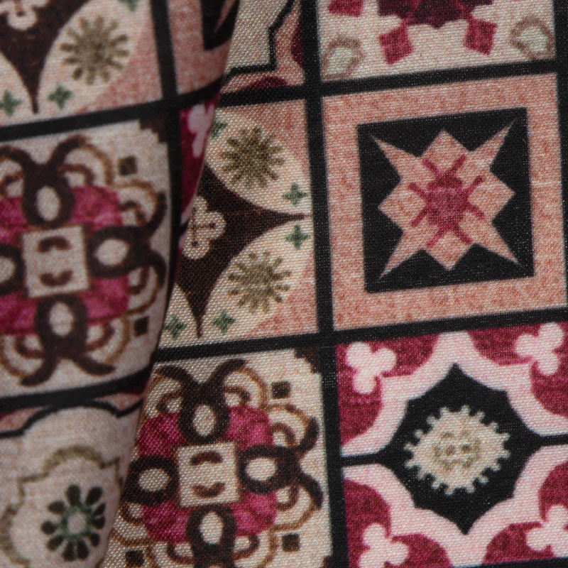 Multicolor Ethnic Digital Print Muslin Fabric - Fabcurate