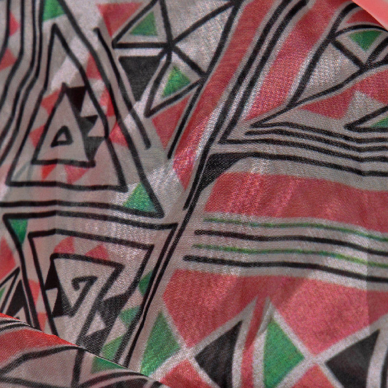 Pink Geometric Digital Print Premium Organza Fabric - Fabcurate