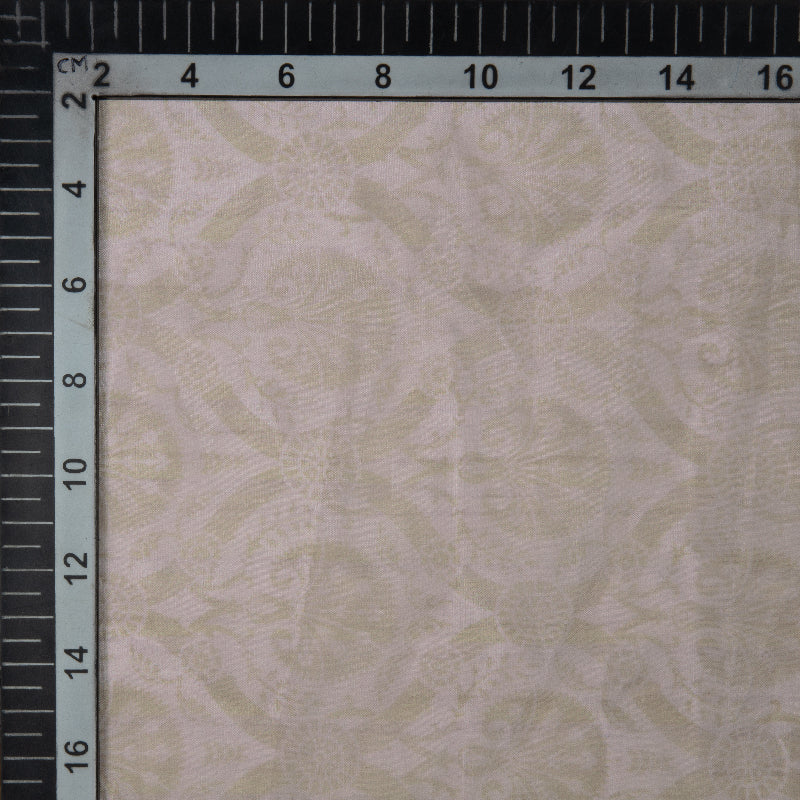 Light Pink Ethnic Digital Print Premium Organza Fabric - Fabcurate