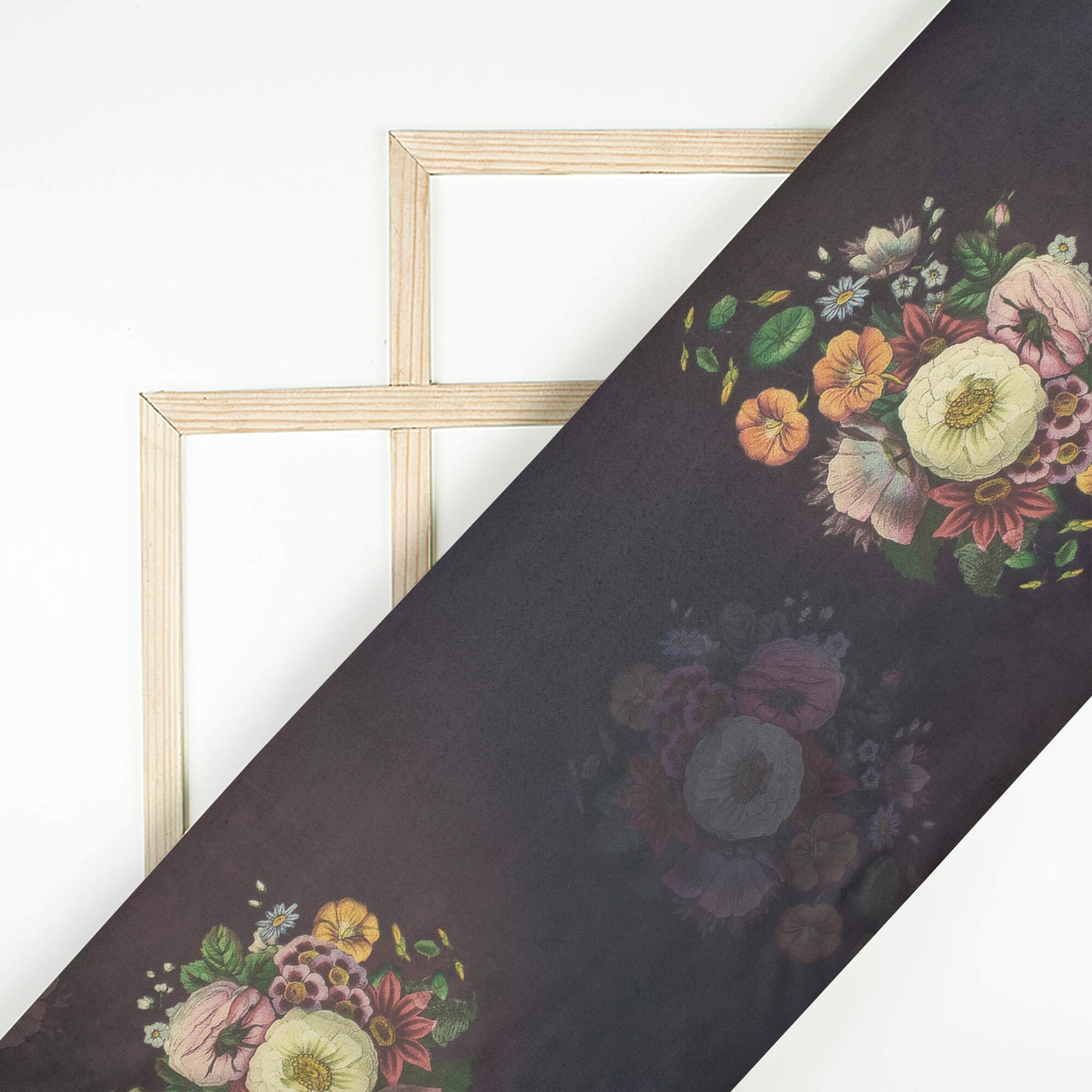 Multicolor Floral Digital Print Organza Satin Fabric