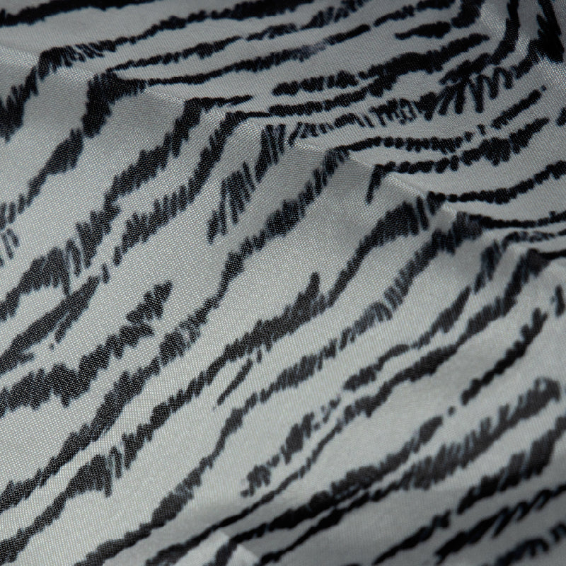 Black Abstract Digital Print Premium Organza Fabric - Fabcurate