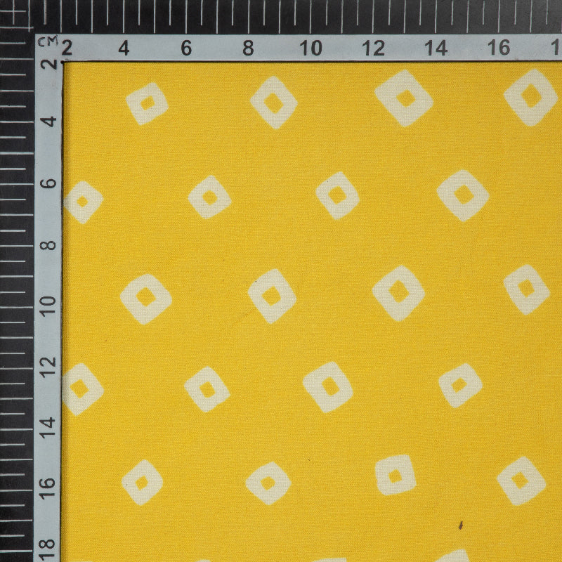 Yellow Bandhani Pattern Digital Print Rayon Fabric - Fabcurate