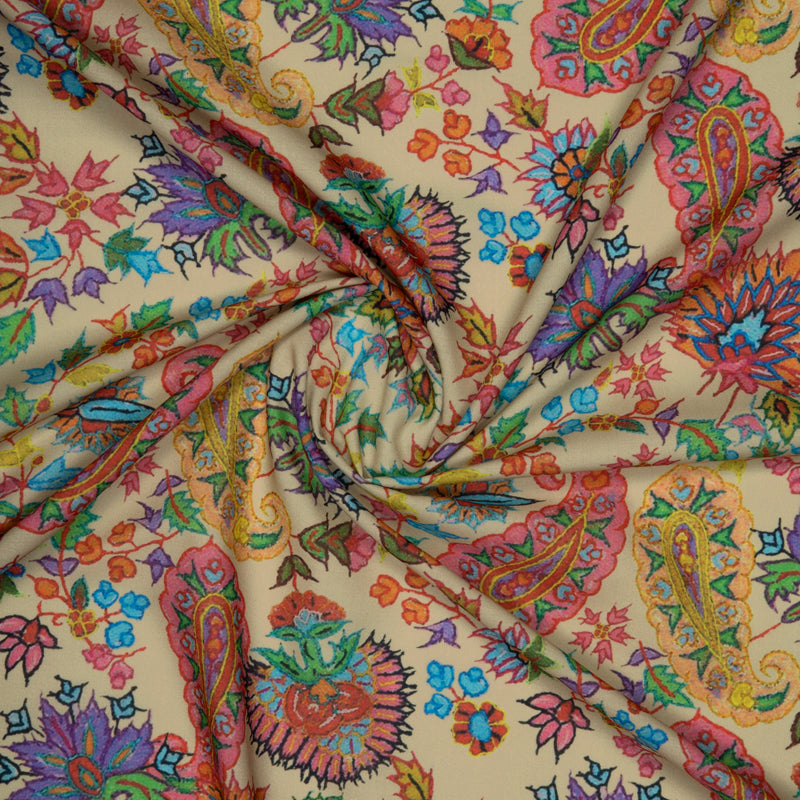 Multicolor Paisely Digital Print Rayon Fabric - Fabcurate