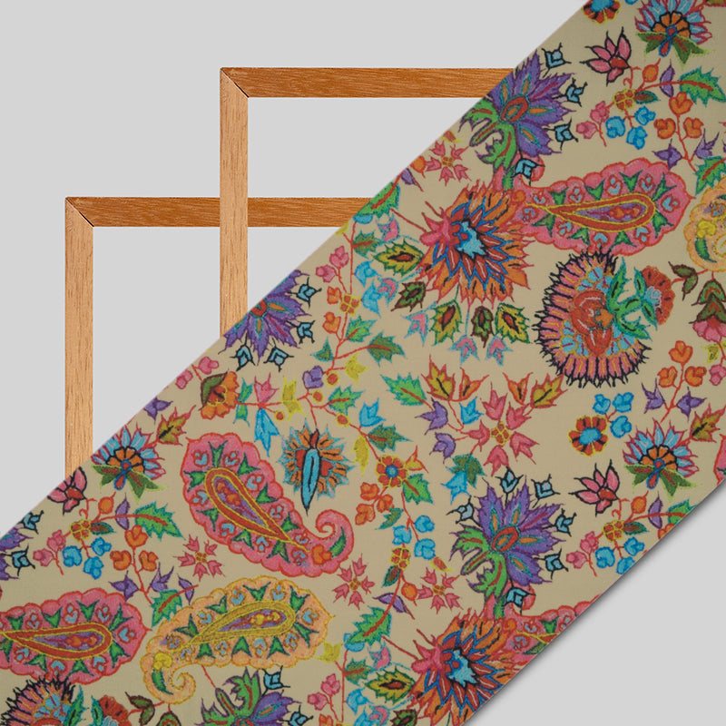 Multicolor Paisely Digital Print Rayon Fabric - Fabcurate